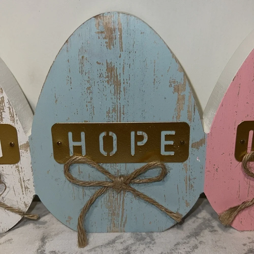 Faith Hope & Love Pastel Colored Freestanding Decor